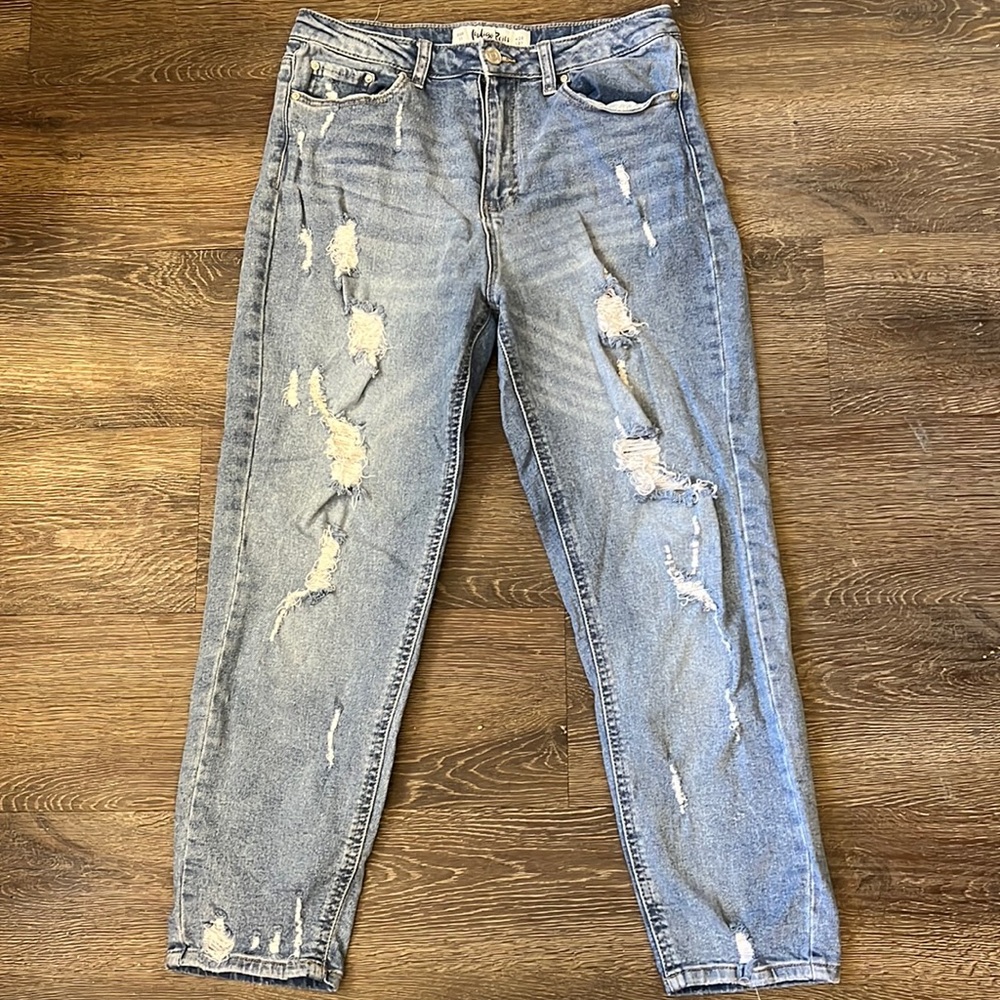 Indigo Rein Straight Leg Distressed Mom Jeans Size 11